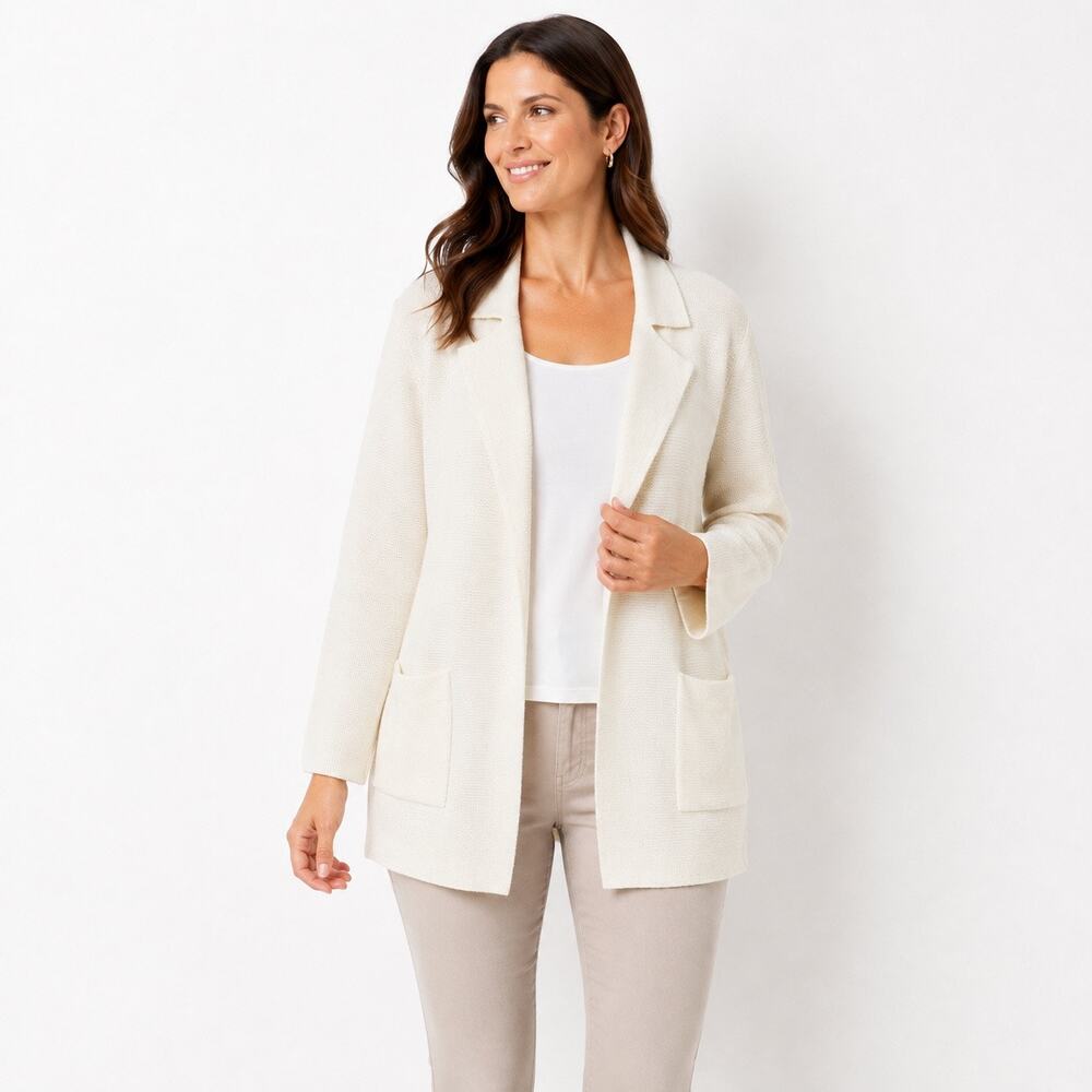 ON 34th Plus Size 2X Alabaster Sweater Blazer Open Front Knit Jacket NEW w/Tags